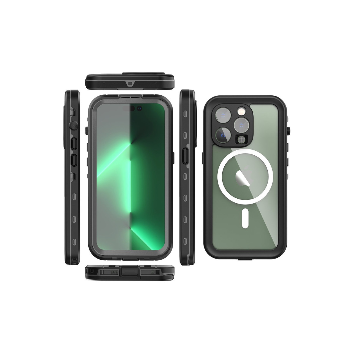 Newface Apple iPhone 14 Pro Kılıf Red Pepper Magneticsafe Su Geçirmez Kılıf - Siyah-Gri — görsel 11