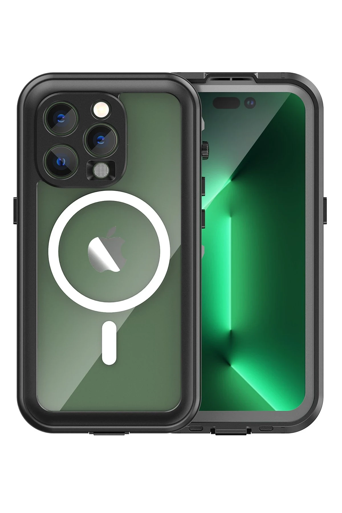 Newface Apple iPhone 14 Pro Kılıf Red Pepper Magneticsafe Su Geçirmez Kılıf - Siyah-Gri — görsel 4