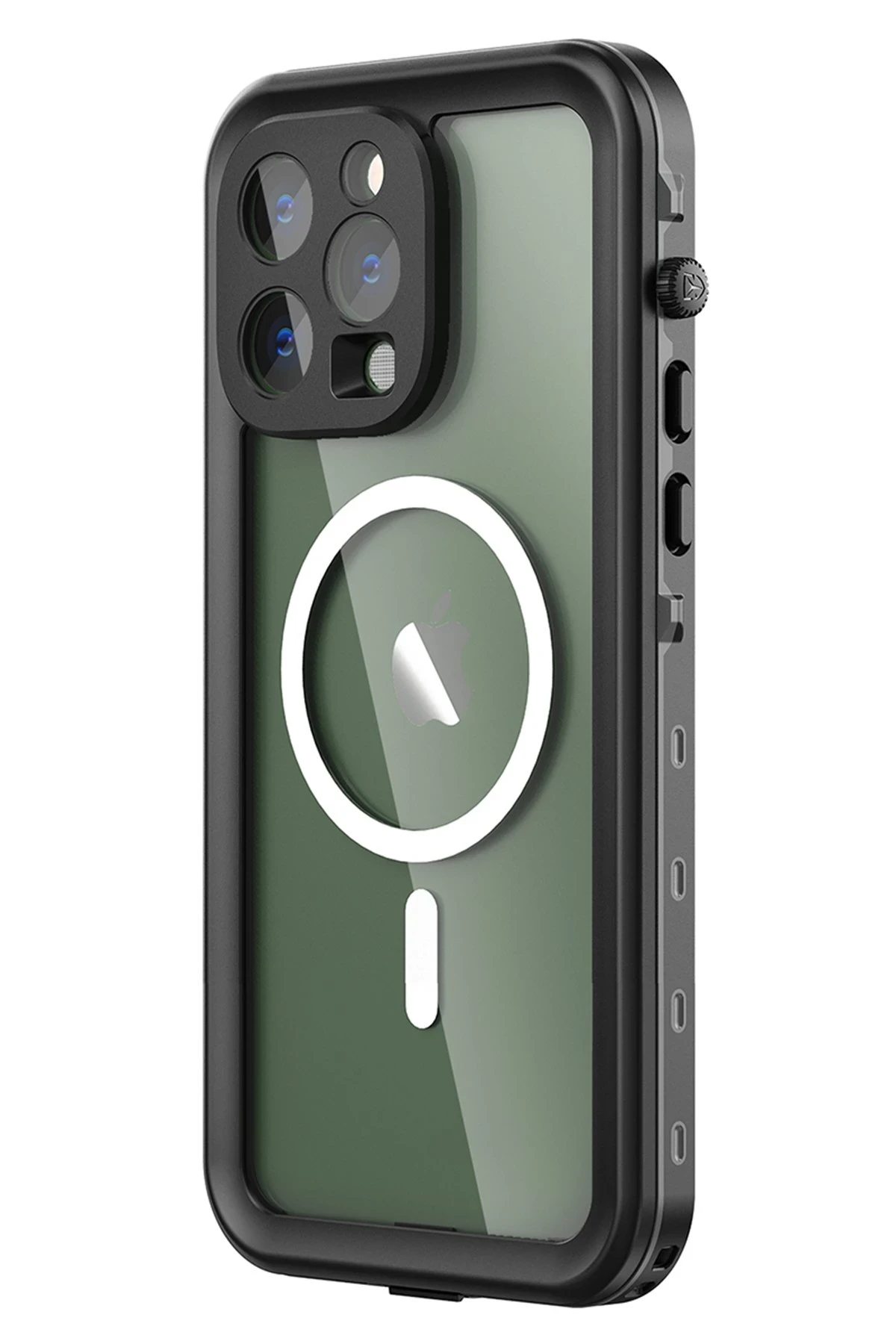 Newface Apple iPhone 14 Pro Max Kılıf Red Pepper Magneticsafe Su Geçirmez Kılıf - Siyah-Gri