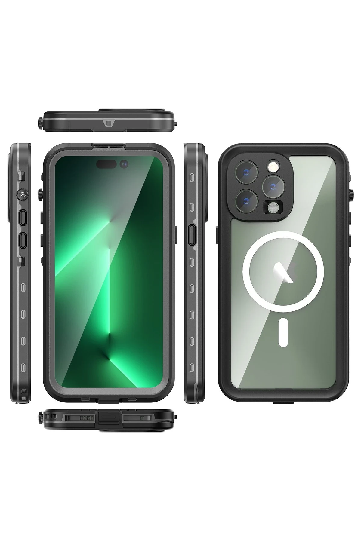Newface Apple iPhone 14 Pro Max Kılıf Red Pepper Magneticsafe Su Geçirmez Kılıf - Siyah-Gri — görsel 4