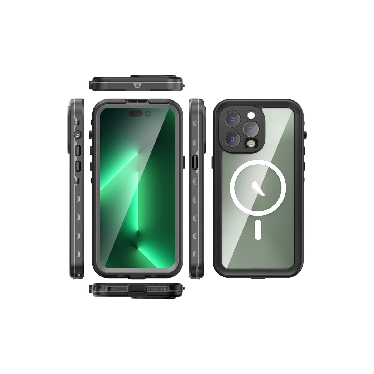 Newface Apple iPhone 14 Pro Max Kılıf Red Pepper Magneticsafe Su Geçirmez Kılıf - Siyah-Gri — görsel 8