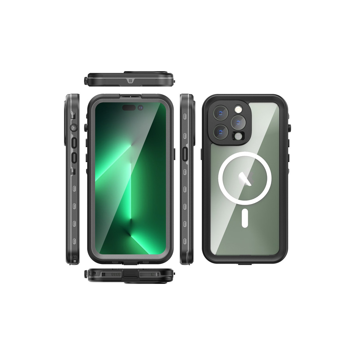 Newface Apple iPhone 14 Pro Max Kılıf Red Pepper Magneticsafe Su Geçirmez Kılıf - Siyah-Gri — görsel 12