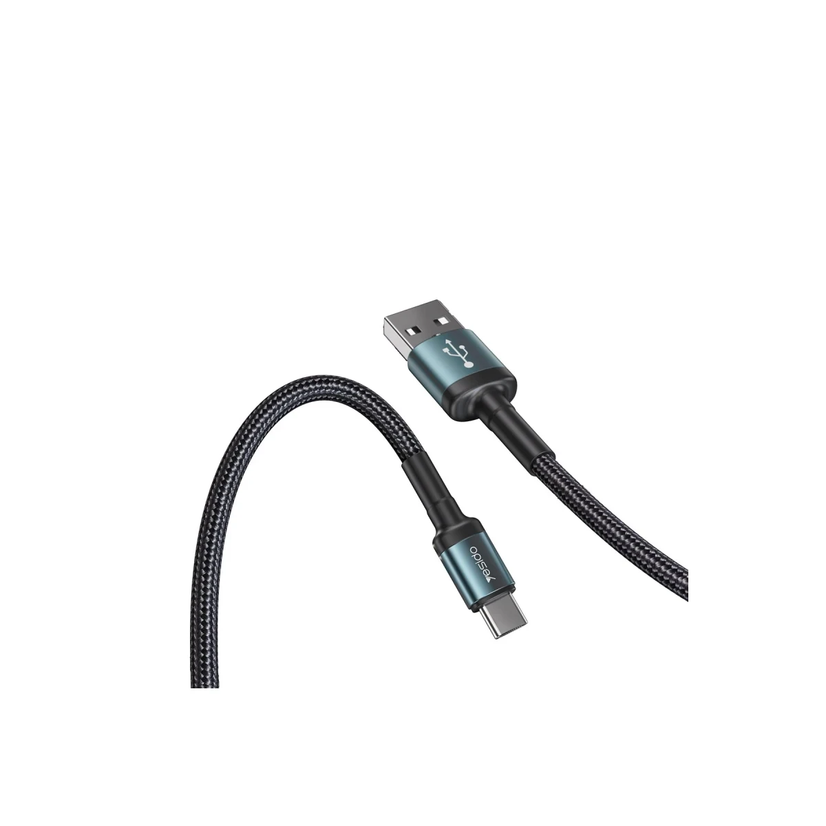 Yesido CA75 2M 2.4A Hasırlı Usb to Lightning Hızlı Şarj Kablosu - Siyah