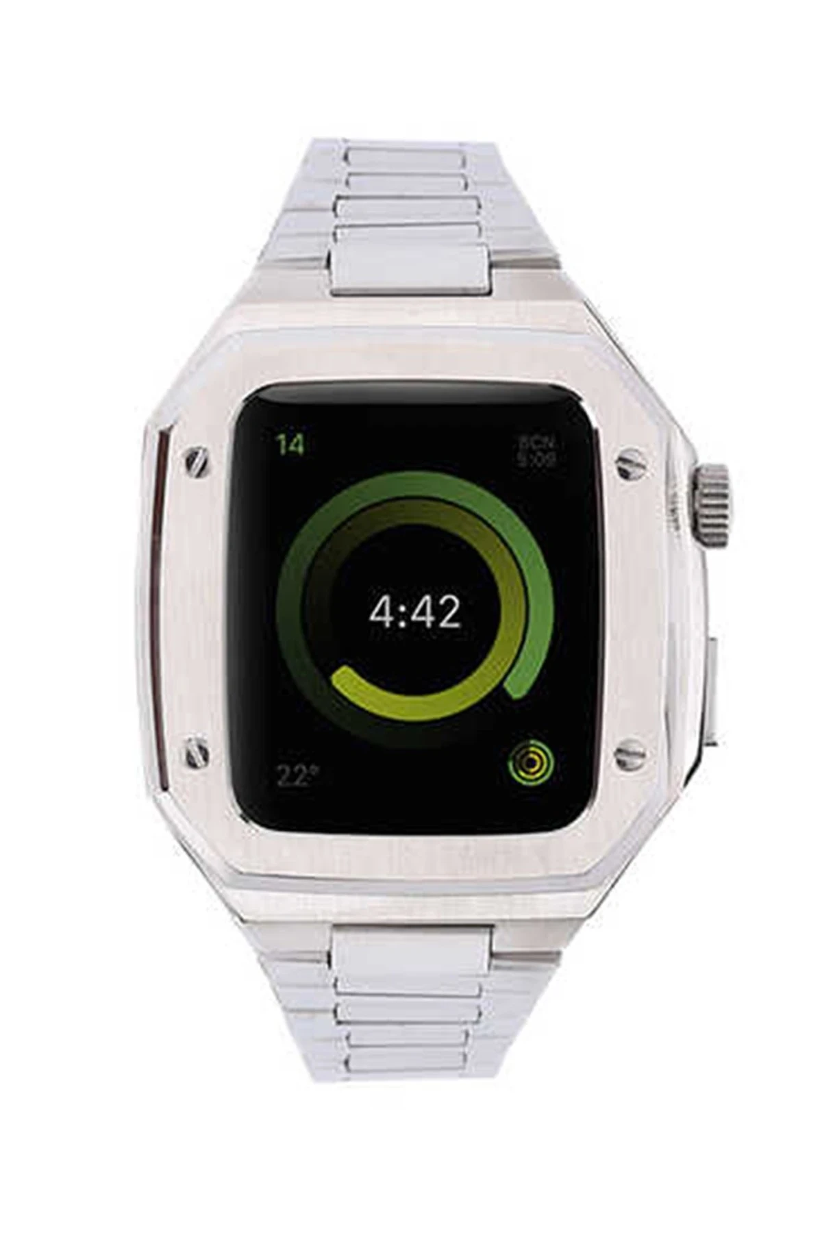Newface Apple Watch 44mm Metal Petek Kasalı Kordon - Gümüş