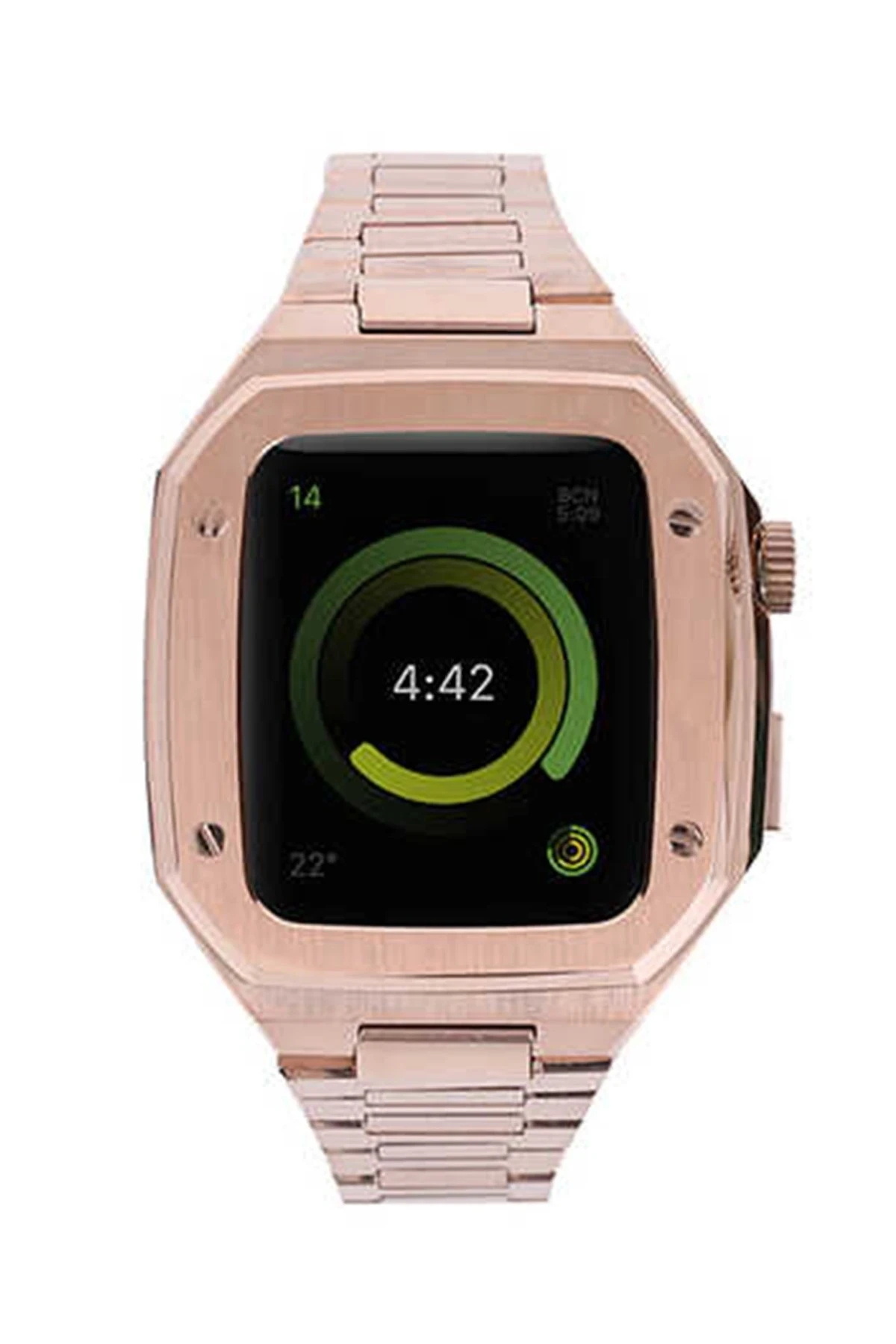 Newface Apple Watch 44mm Metal Petek Kasalı Kordon - Rose Gold
