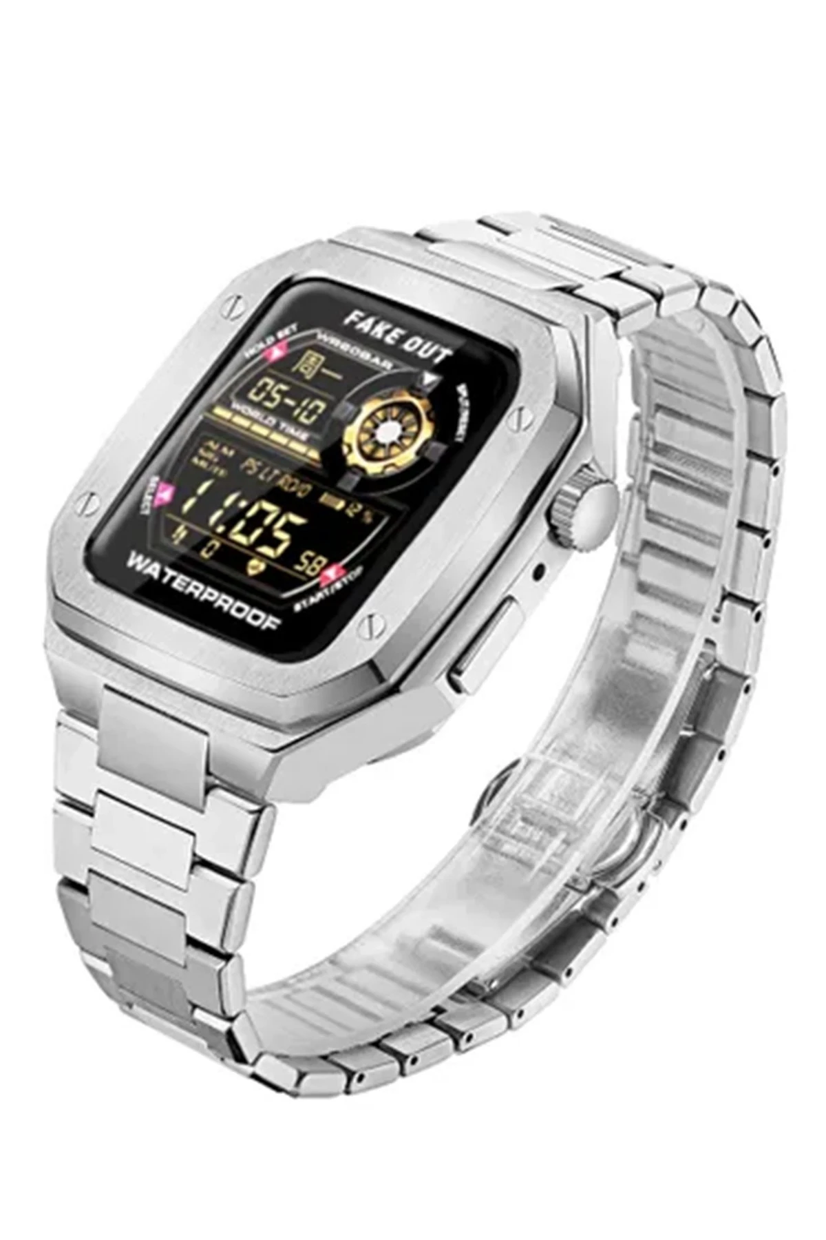 Newface Apple Watch 44mm Metal Petek Kasalı Kordon - Rose Gold