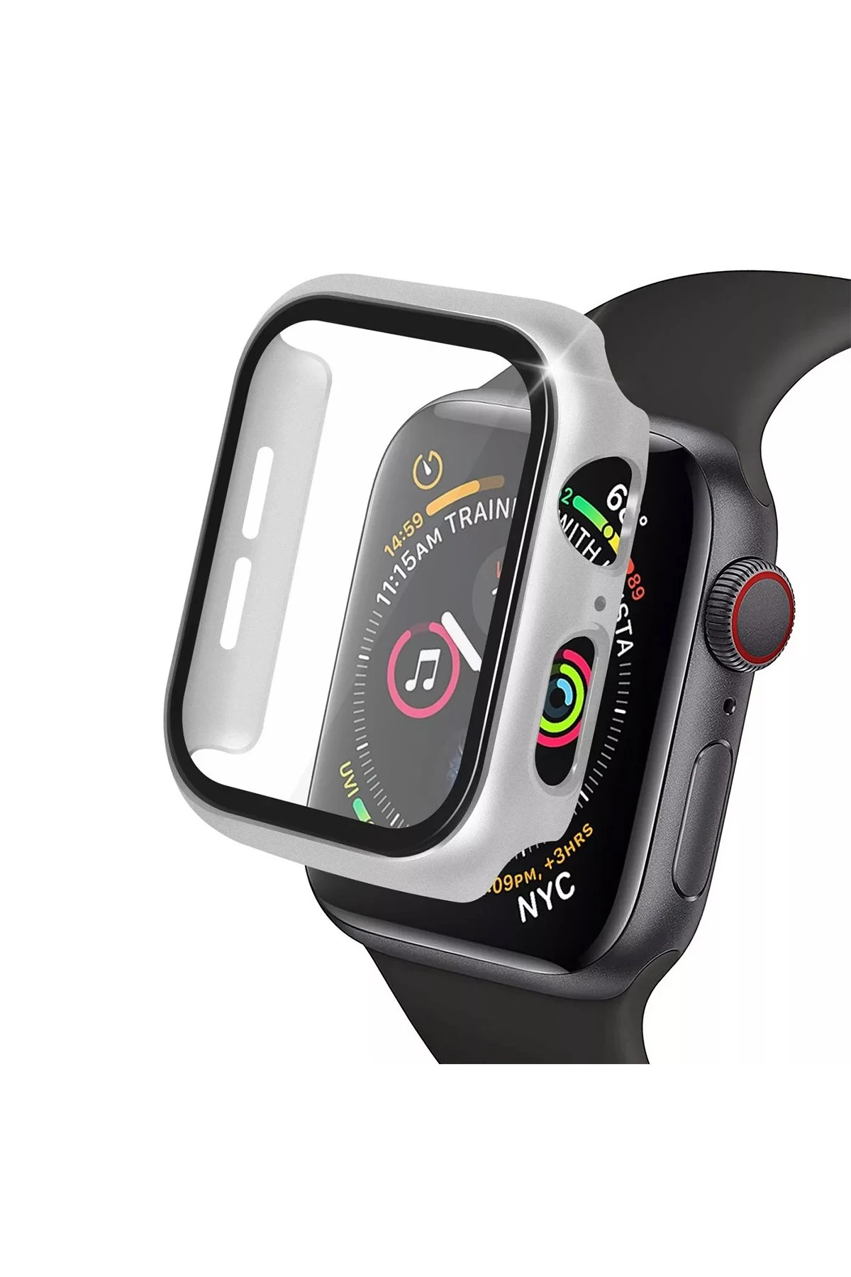 Newface Apple Watch 40mm Camlı Kasa Ekran Koruyucu - Gümüş