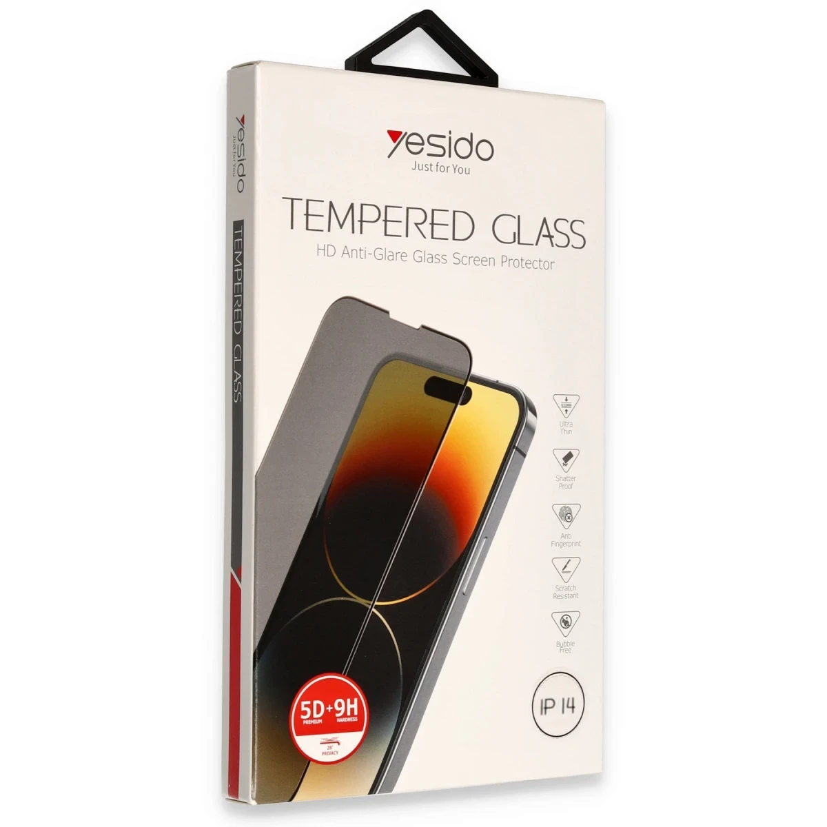 Yesido Apple iPhone 14 TG13 5D Hayalet Cam Ekran Koruyucu - Siyah