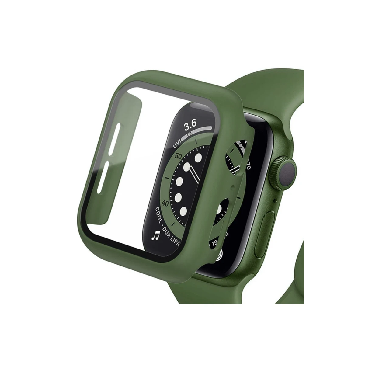 Newface Apple Watch Ultra 49mm Camlı Kasa Ekran Koruyucu - Koyu Yeşil