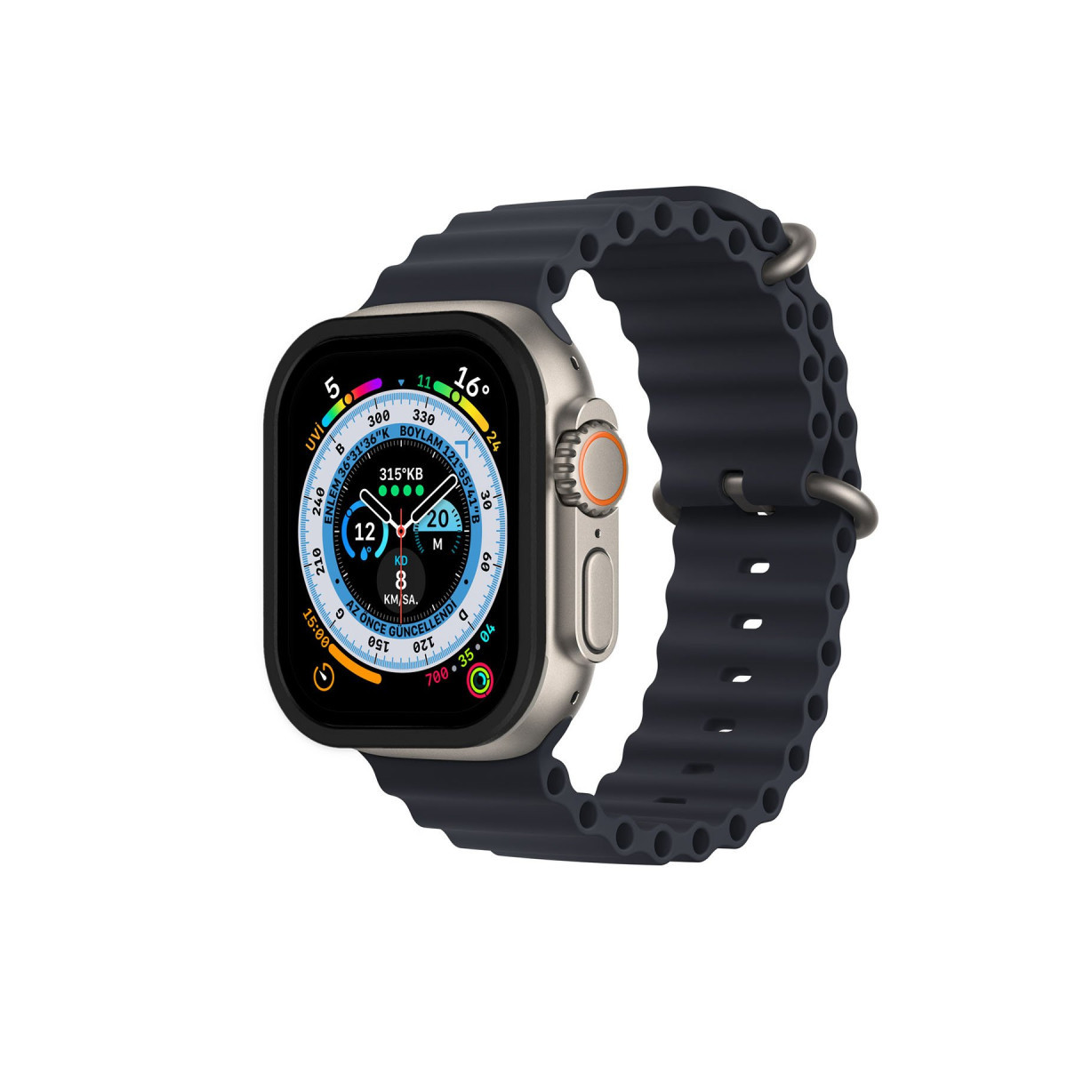 Newface Apple Watch Ultra 49mm Alüminyum Kasa Cam Ekran Koruyucu - Siyah — görsel 8