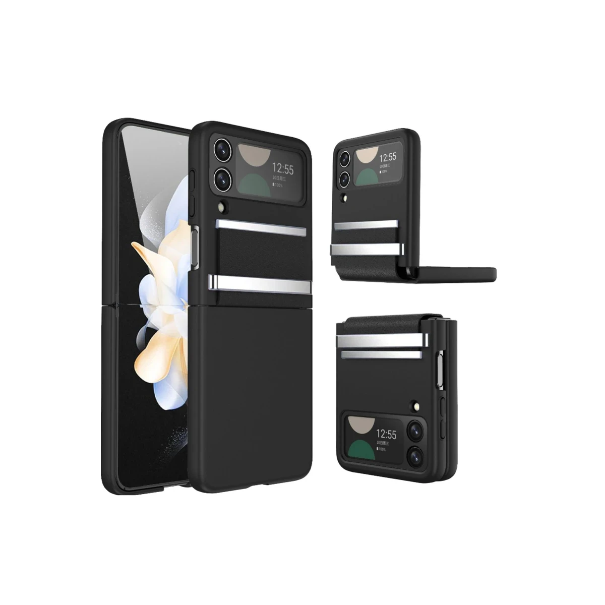 Newface Samsung Galaxy Z Flip 3 Kılıf Belt Flip Kapak - Siyah — görsel 6