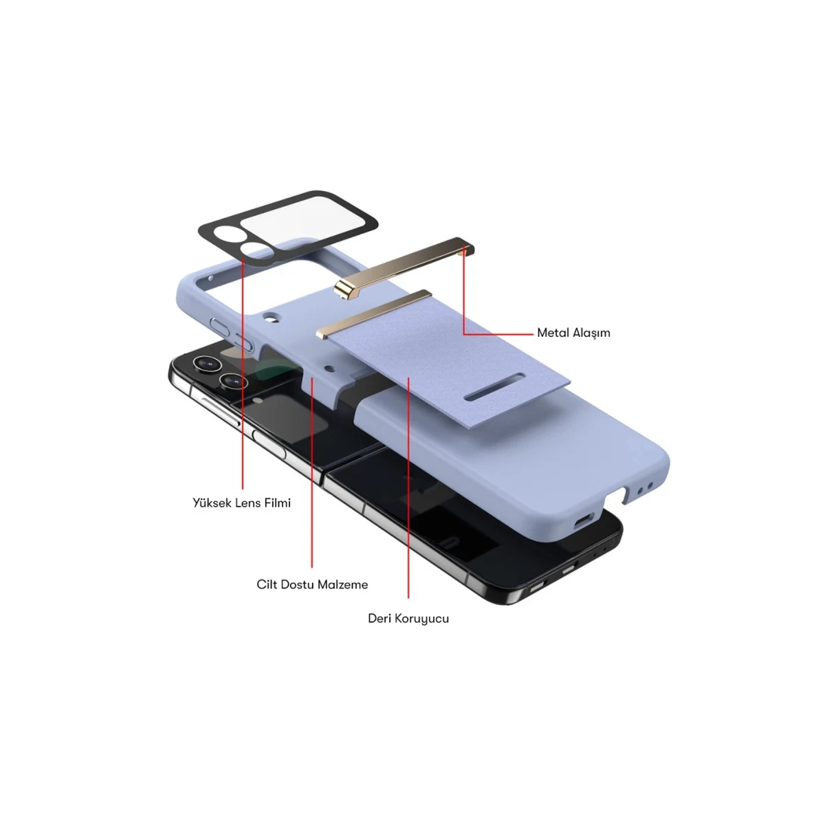 Newface Samsung Galaxy Z Flip 3 Kılıf Belt Flip Kapak - Siyah — görsel 7