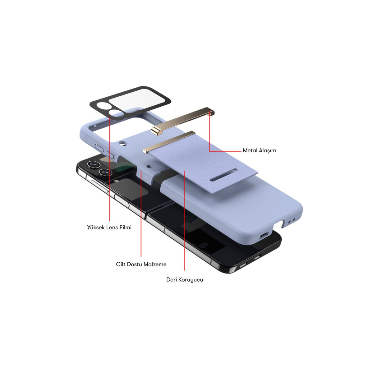 Newface Samsung Galaxy Z Flip 3 Kılıf Belt Flip Kapak - Siyah — görsel 12