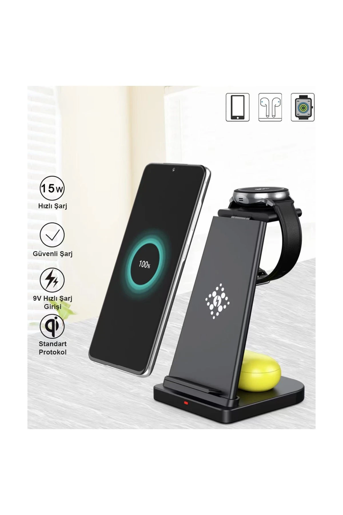 Newface B12S Samsung Kablosuz Şarj Masaüstü Set - Siyah — görsel 3