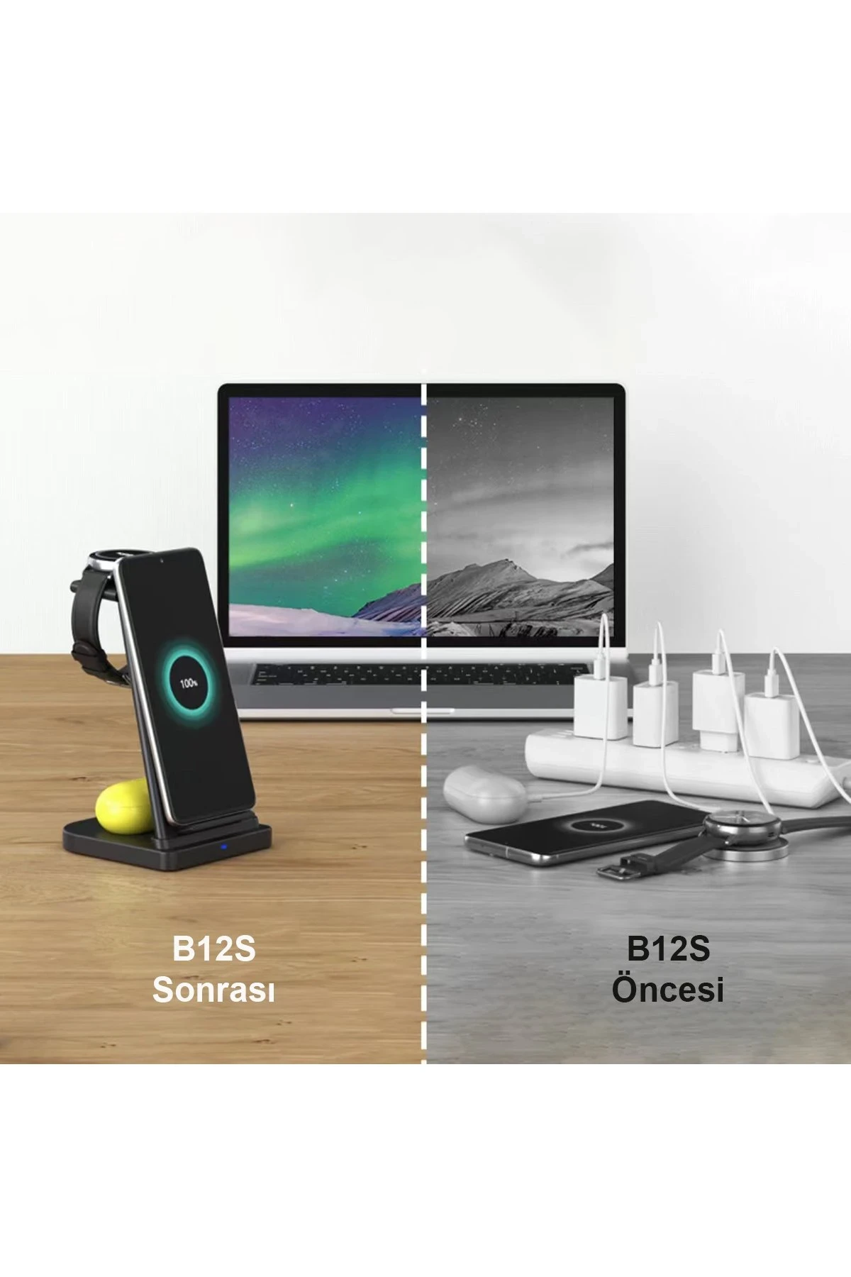 Newface B12S Samsung Kablosuz Şarj Masaüstü Set - Siyah — görsel 8