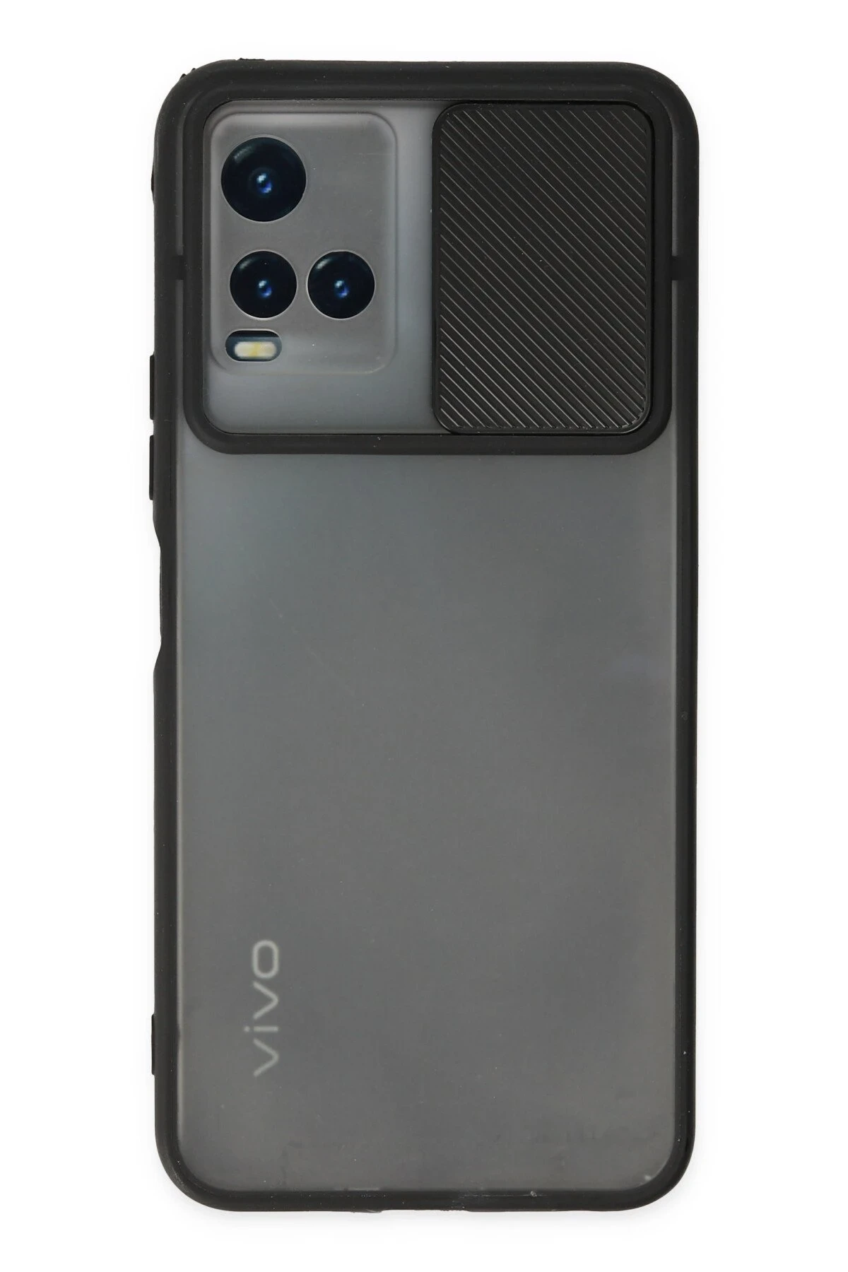 Newface Vivo Y33S Kılıf Palm Buzlu Kamera Sürgülü Silikon - Siyah