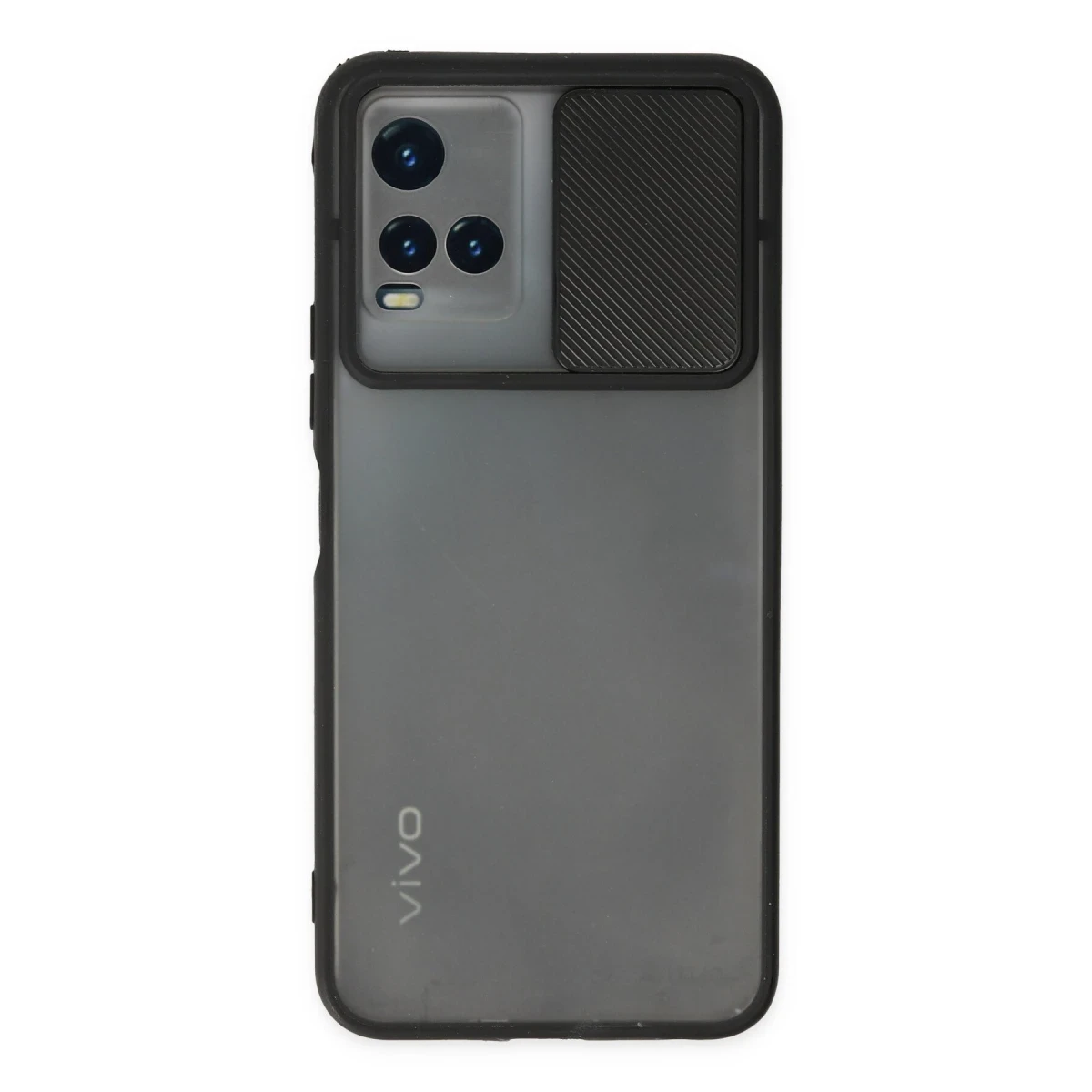 Newface Vivo Y33S Kılıf Palm Buzlu Kamera Sürgülü Silikon - Siyah — görsel 4