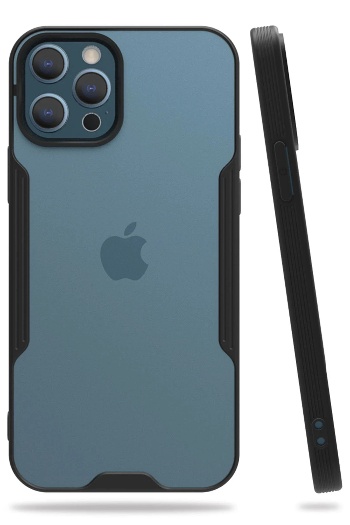 Newface iPhone 12 Pro Max Kılıf Platin Silikon - Siyah