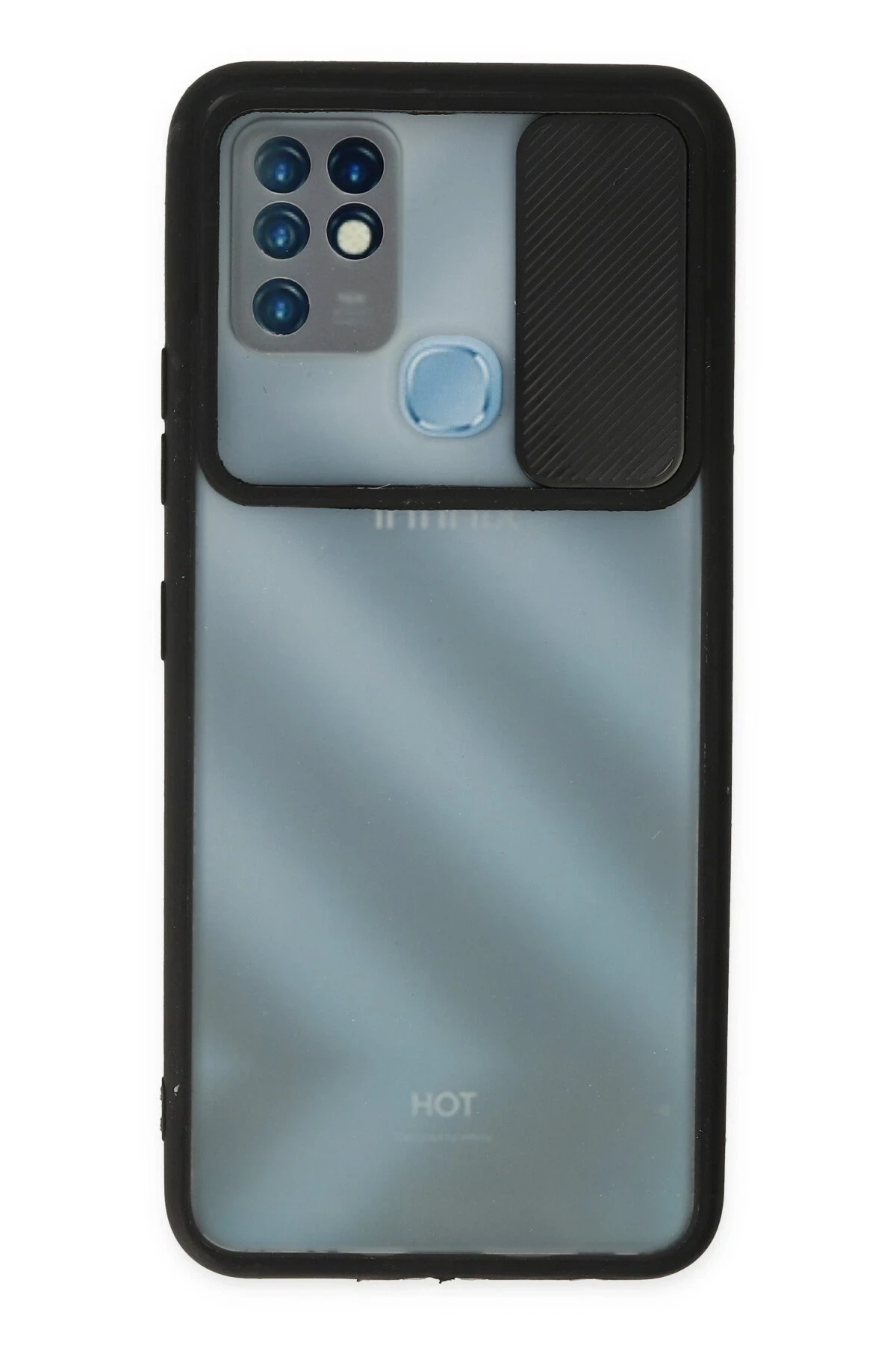 Newface İnfinix Hot 10 Kılıf Palm Buzlu Kamera Sürgülü Silikon - Siyah