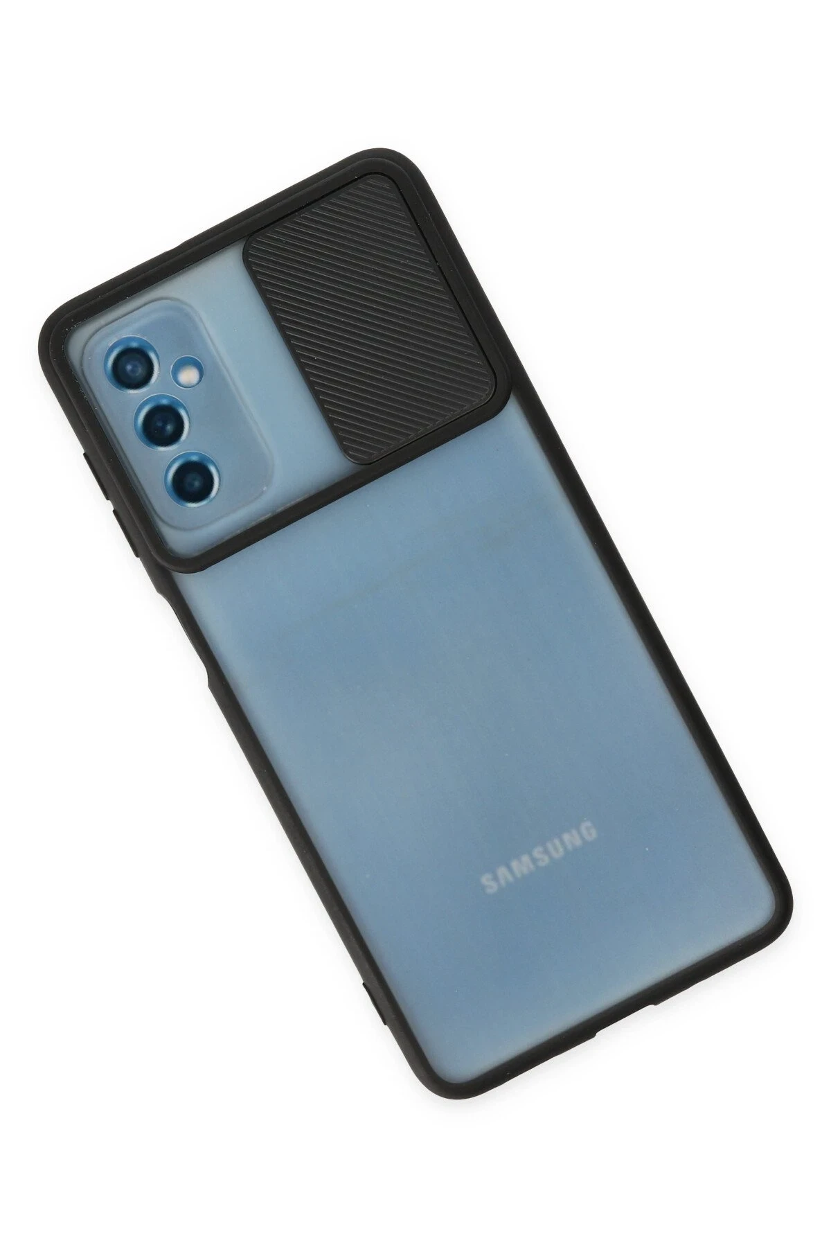 Newface Samsung Galaxy M52 5G Kılıf Palm Buzlu Kamera Sürgülü Silikon - Siyah — görsel 3