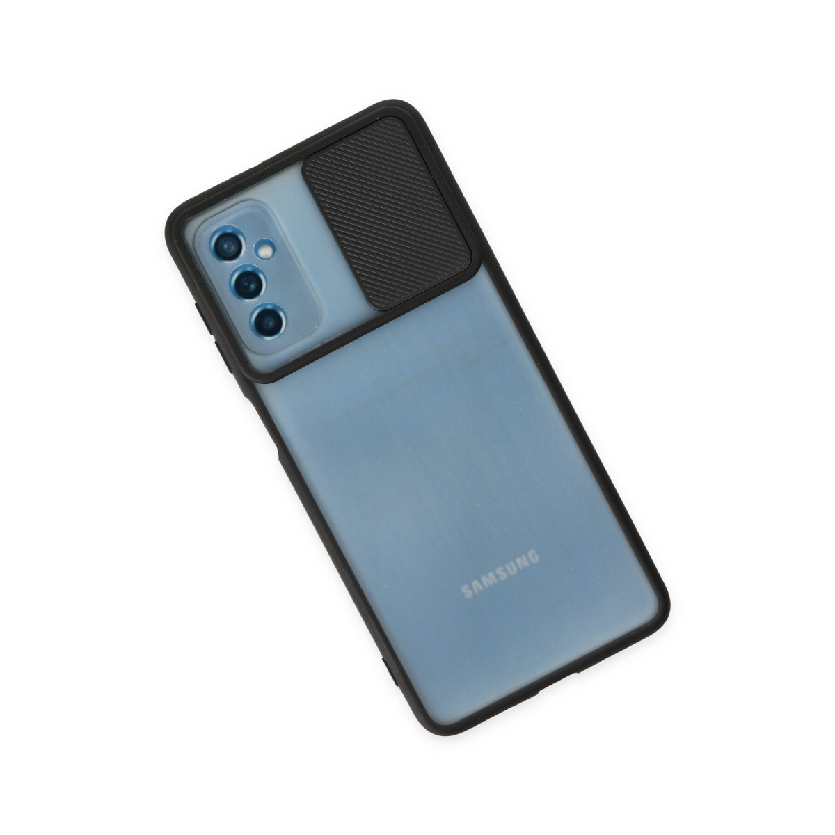 Newface Samsung Galaxy M52 5G Kılıf Palm Buzlu Kamera Sürgülü Silikon - Siyah — görsel 9