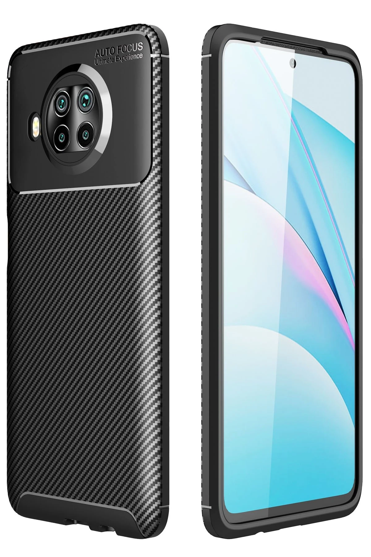 Newface Xiaomi Mi 10T Lite Kılıf Auto Focus Karbon Kapak - Siyah