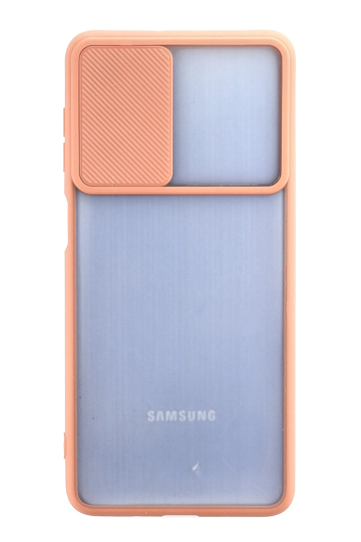 Newface Samsung Galaxy M52 5G Kılıf Palm Buzlu Kamera Sürgülü Silikon - Pembe