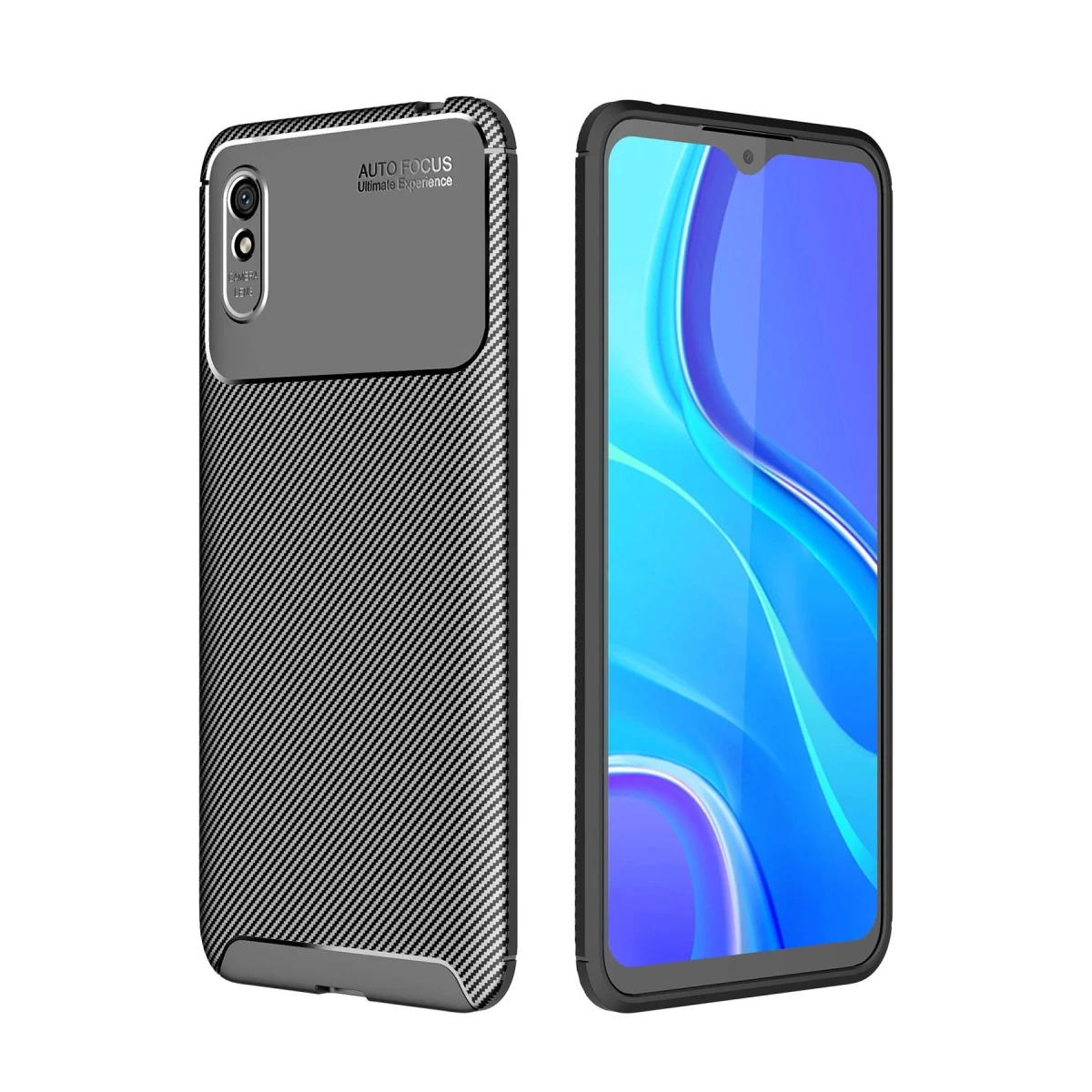 Newface Xiaomi Redmi 9A Kılıf Auto Focus Karbon Kapak - Siyah — görsel 3