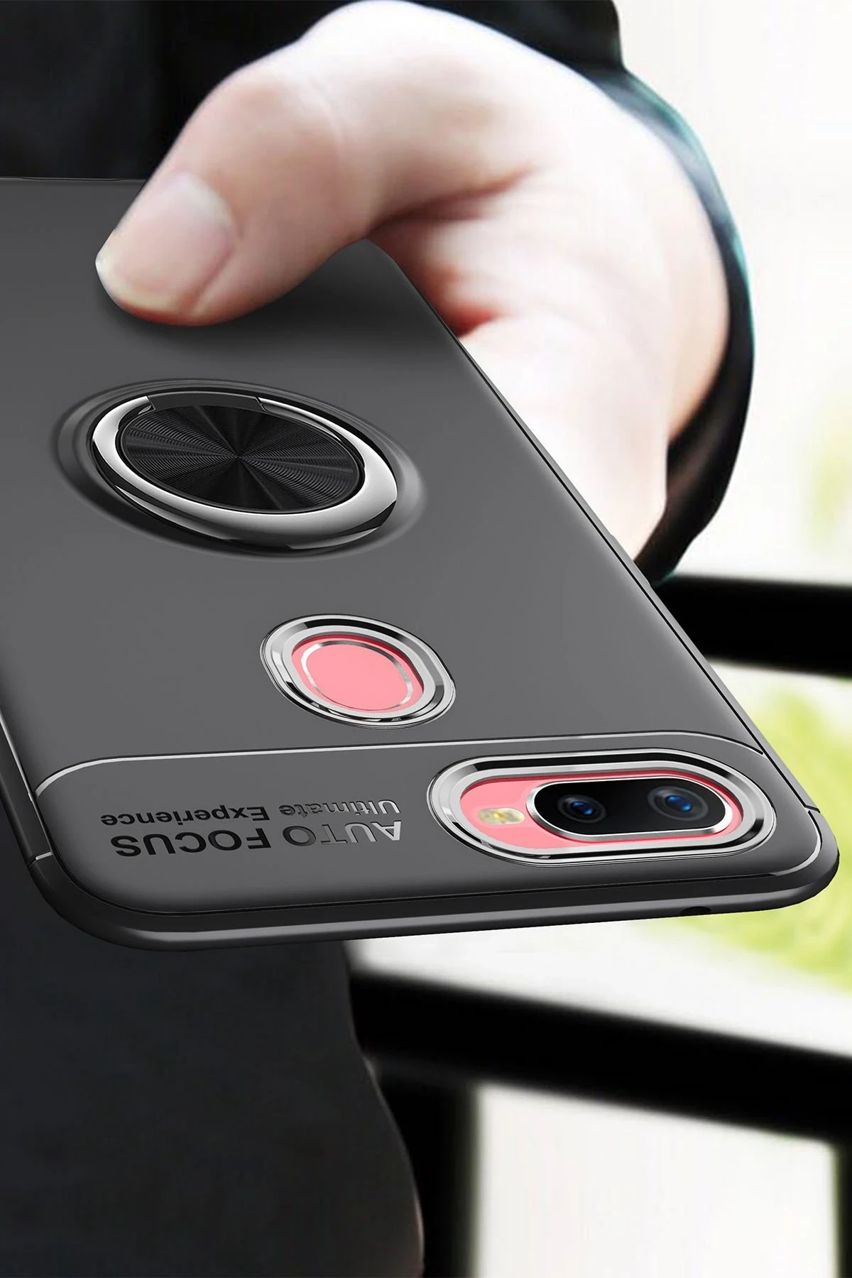 Newface Oppo A12 Kılıf Range Yüzüklü Silikon - Siyah — görsel 3