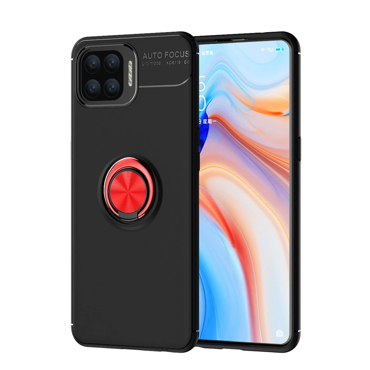 Newface Oppo A73 Kılıf Range Yüzüklü Silikon - Siyah-Kırmızı — görsel 8