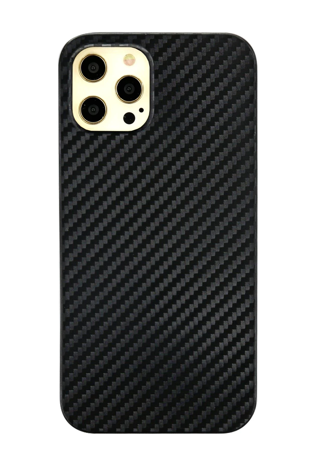 Newface Apple iPhone 12 Pro Max Kılıf Karbon PP Silikon - Siyah