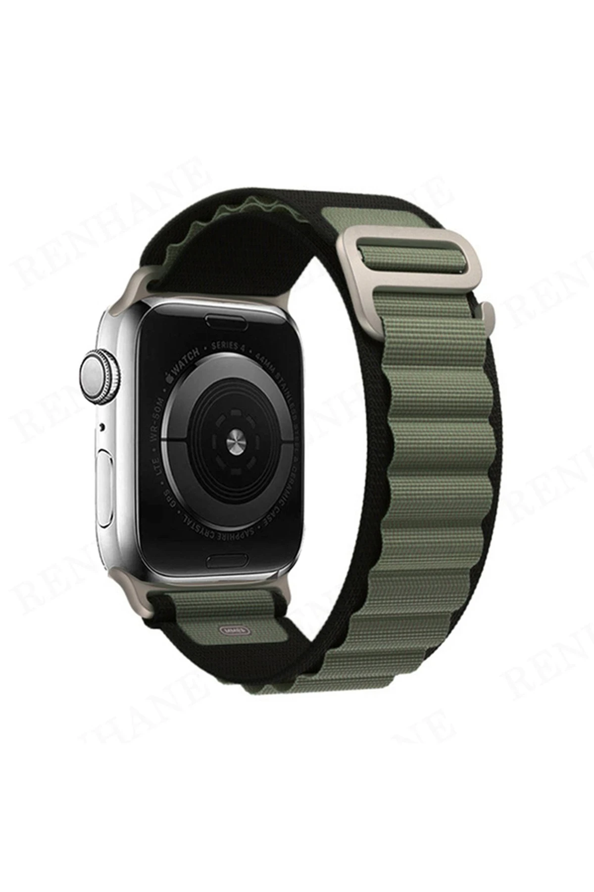 Newface Apple Watch 42mm Mountain Kordon - Siyah-Yeşil