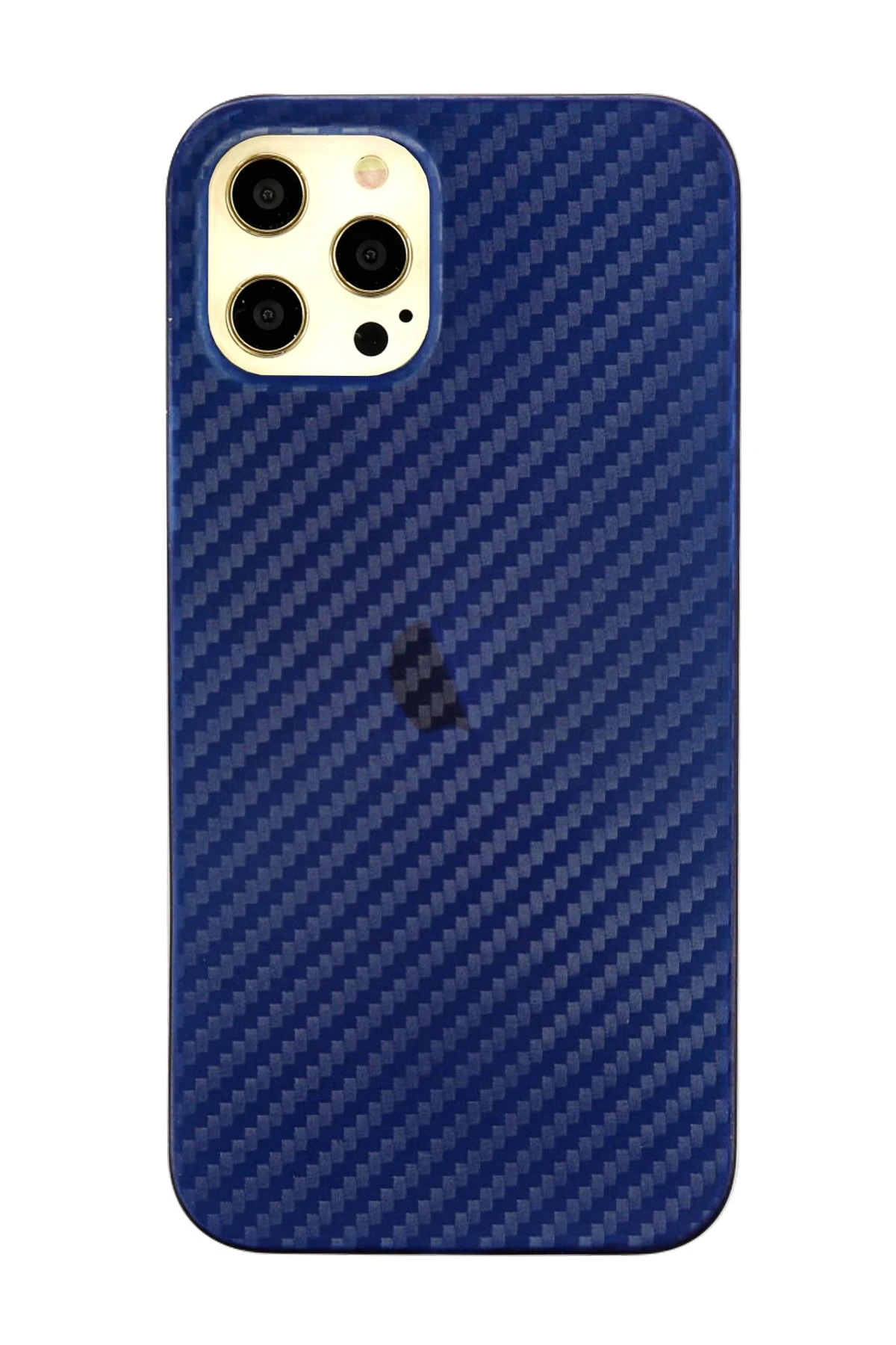 Newface iPhone 12 Pro Max Kılıf Karbon PP Silikon - Mavi
