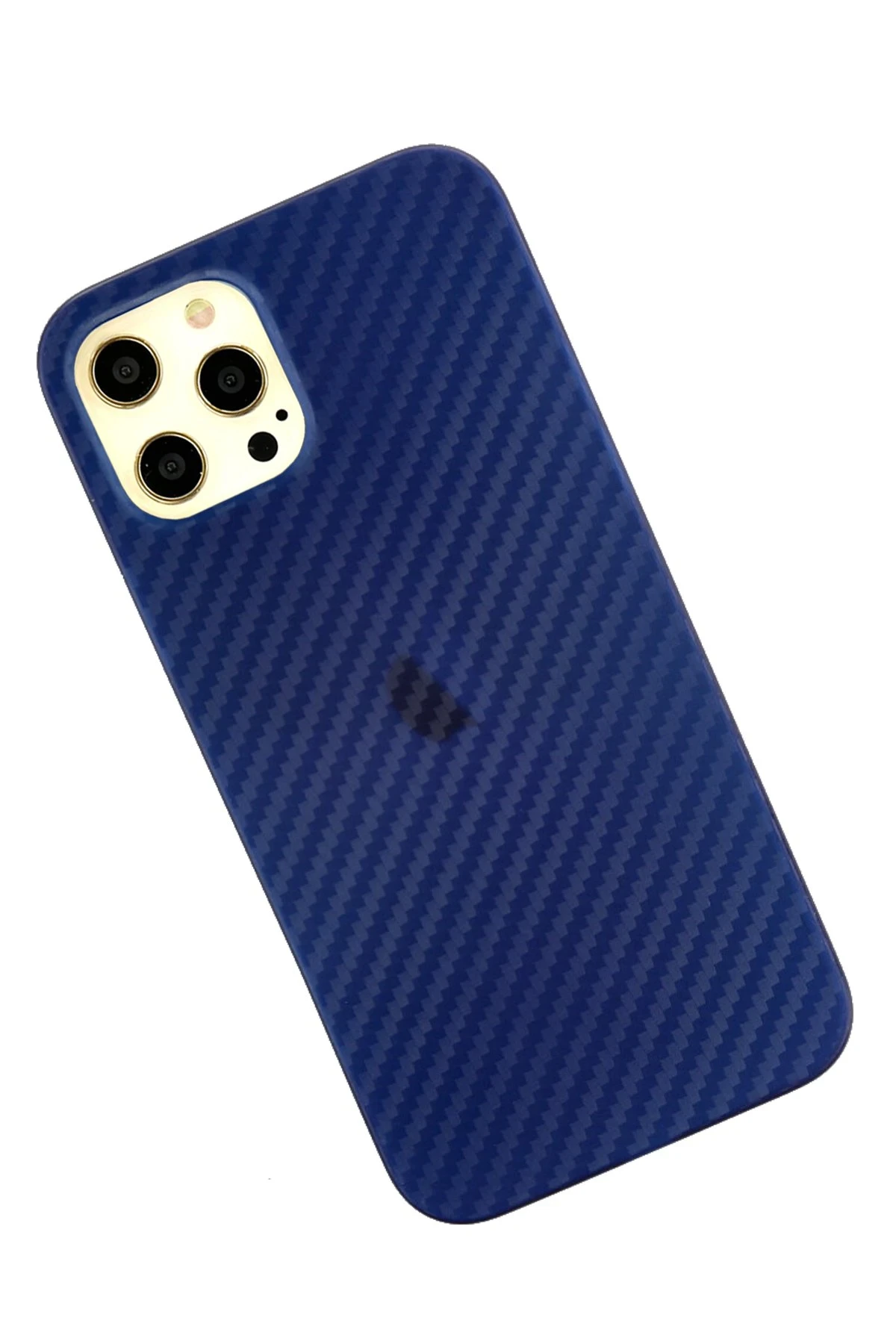 Newface iPhone 12 Pro Max Kılıf Karbon PP Silikon - Mavi