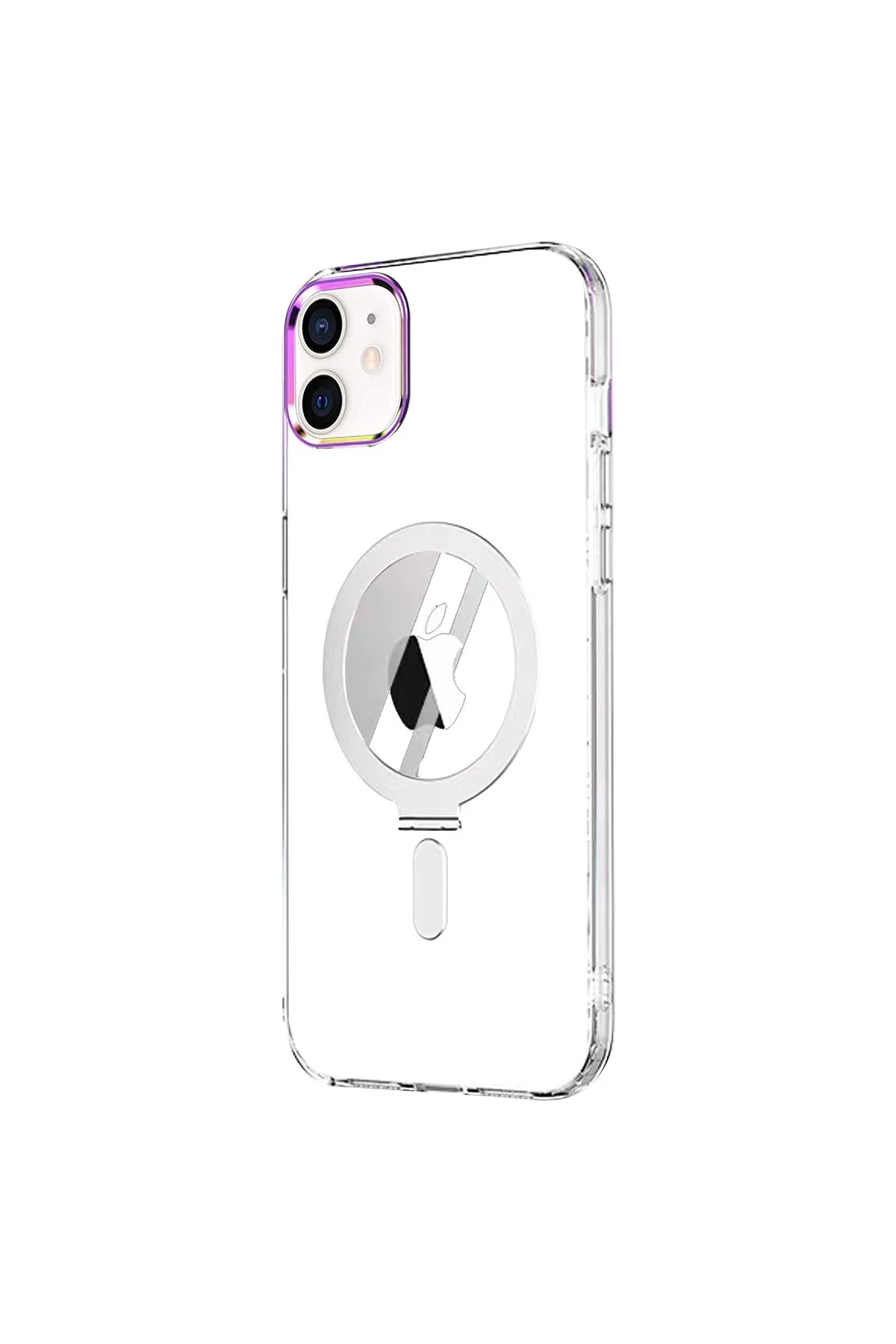 Newface Apple iPhone 12 Kılıf Mudo Magneticsafe Standlı Kapak - Şeffaf