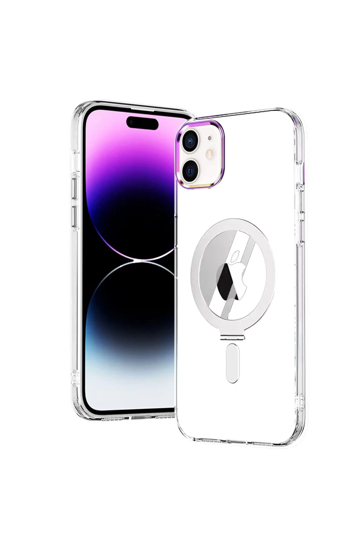 Newface Apple iPhone 12 Kılıf Mudo Magneticsafe Standlı Kapak - Şeffaf — görsel 2