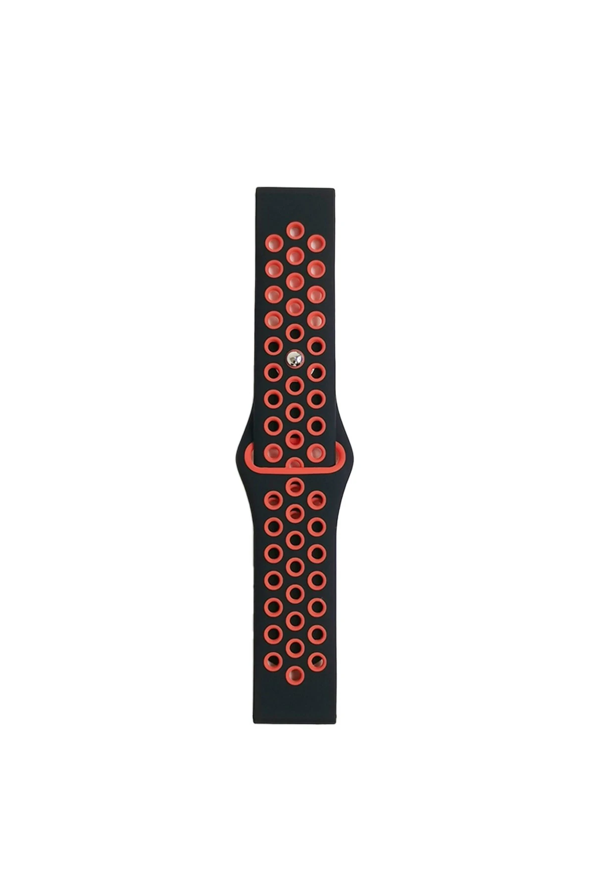 Newface Watch 20mm Spor Delikli Kordon - Siyah-Kırmızı