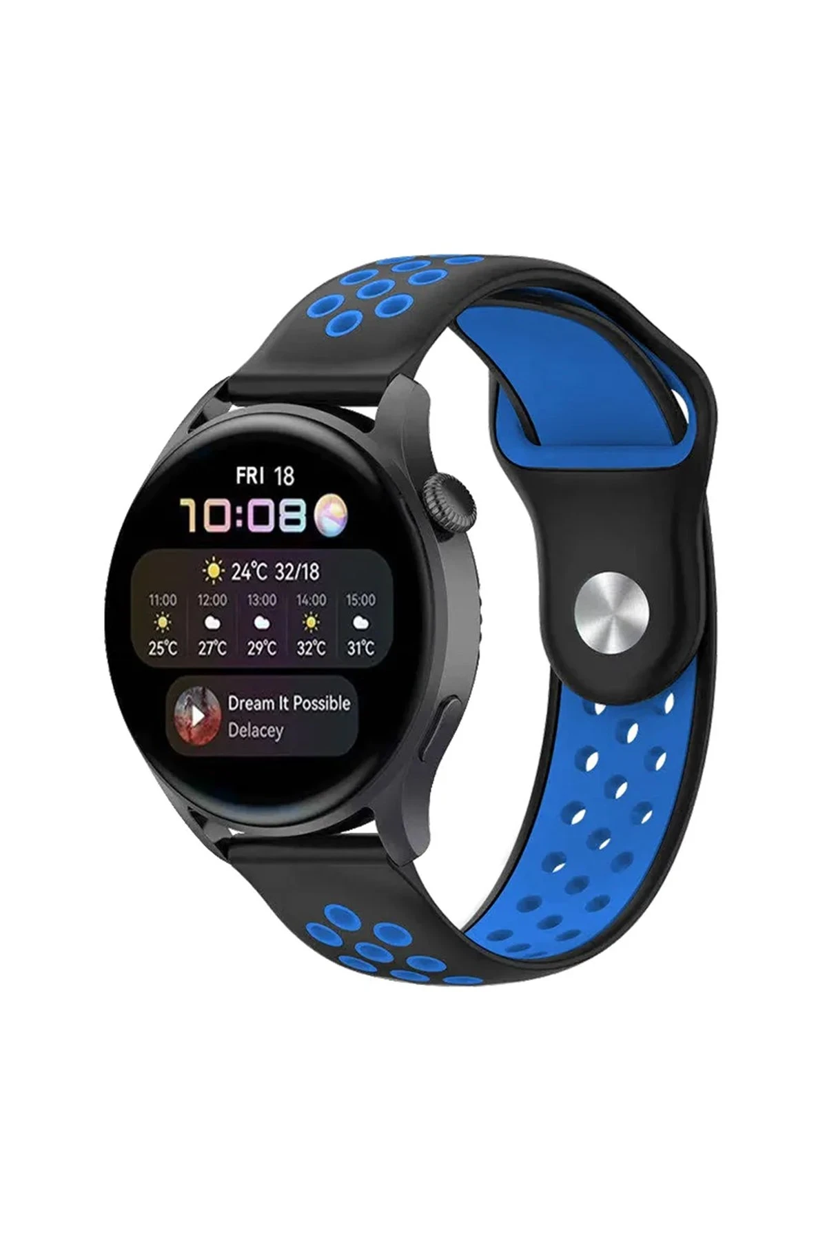 Newface Watch 20mm Spor Delikli Kordon - Siyah-Mavi