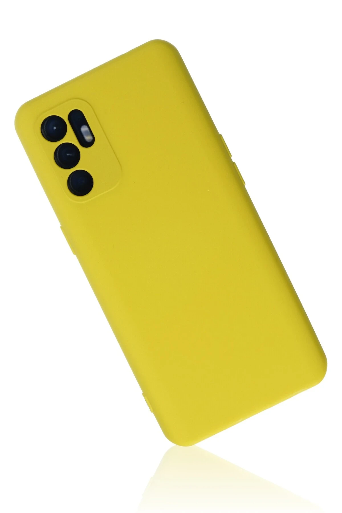 Newface Oppo Reno 6 Kılıf Nano içi Kadife Silikon - Sarı1