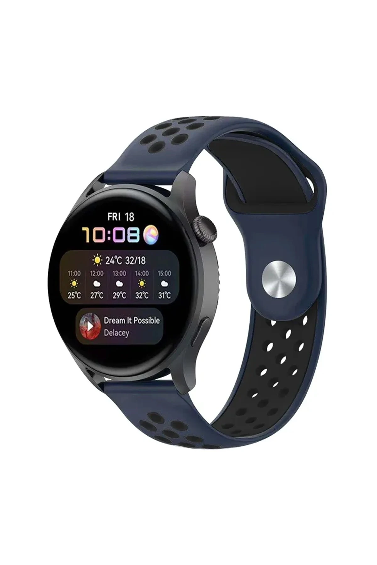 Newface Watch 22mm Spor Delikli Kordon - Lacivert-Siyah