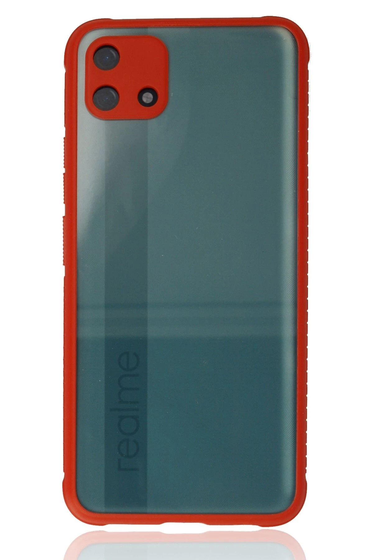 Newface Realme C11 2021 Kılıf Miami Şeffaf Silikon - Kırmızı
