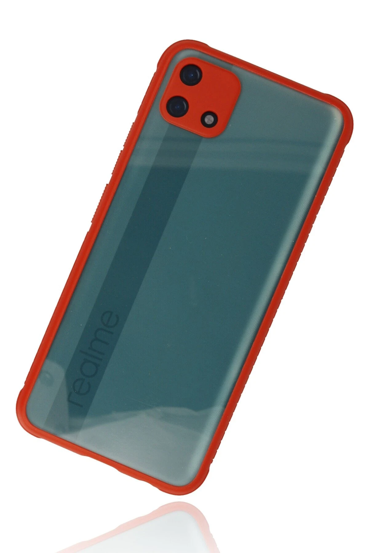Newface Realme C11 2021 Kılıf Miami Şeffaf Silikon - Kırmızı — görsel 2