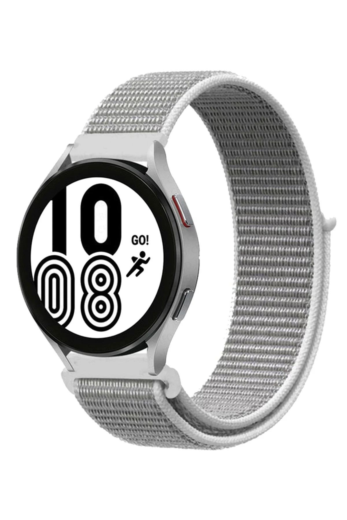 Newface Samsung Galaxy Watch 4 Hasırlı Cırtcırtlı Kordon - Beyaz