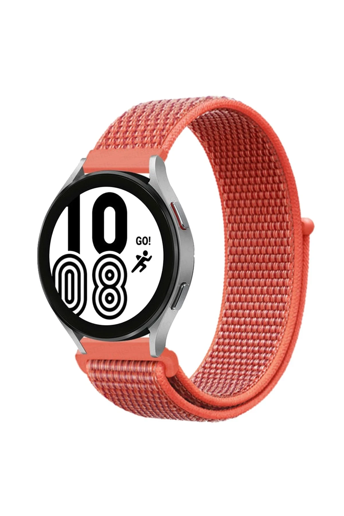 Newface Samsung Galaxy Watch 4 Hasırlı Cırtcırtlı Kordon - Turuncu