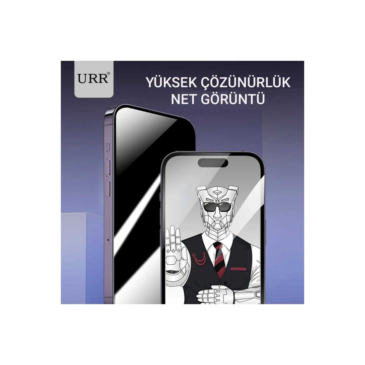 URR Apple iPhone 14 Pro Max HD Privacy Cam Ekran Koruyucu - Siyah