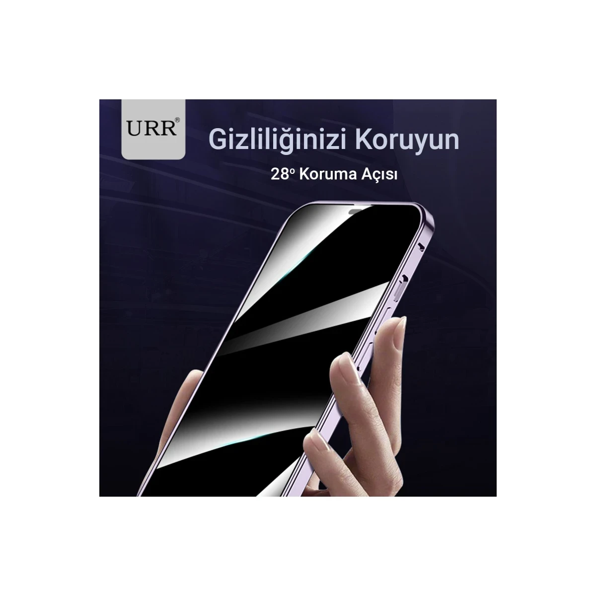 URR Apple iPhone 14 Pro Max HD Privacy Cam Ekran Koruyucu - Siyah