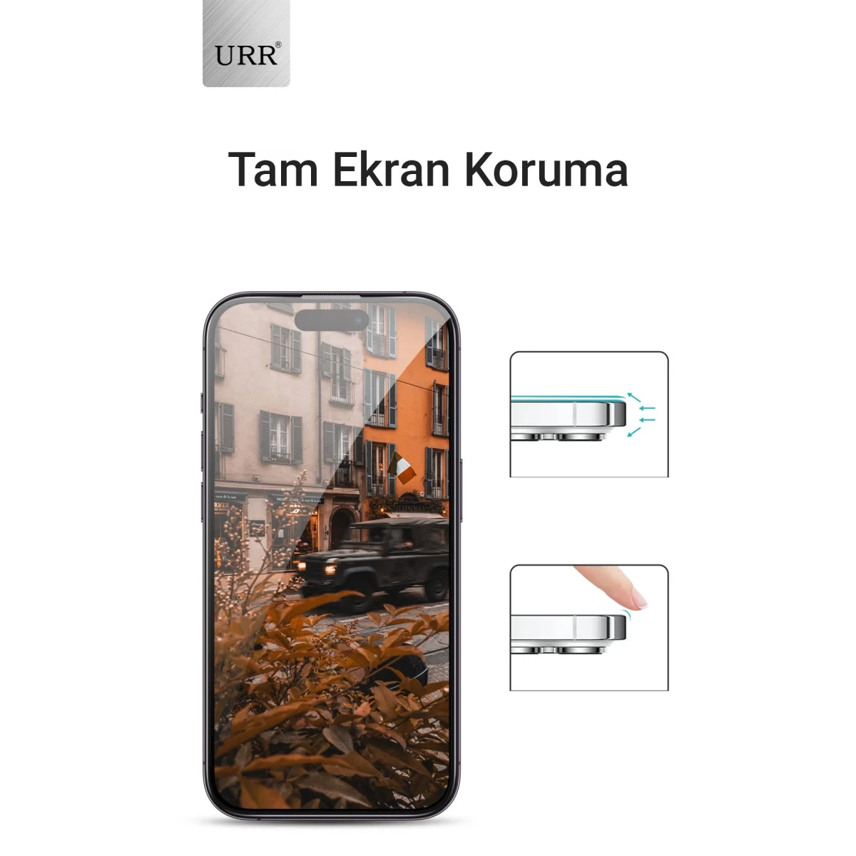 URR Apple iPhone 14 Pro Max HD Privacy Cam Ekran Koruyucu - Siyah