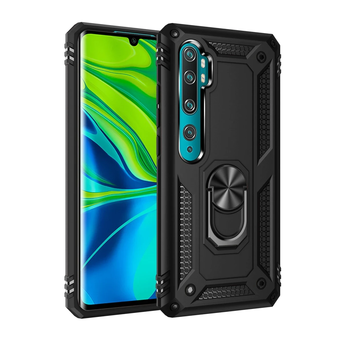 Newface Xiaomi Mi Note 10 Lite Kılıf Sofya Yüzüklü Silikon Kapak - Siyah — görsel 2
