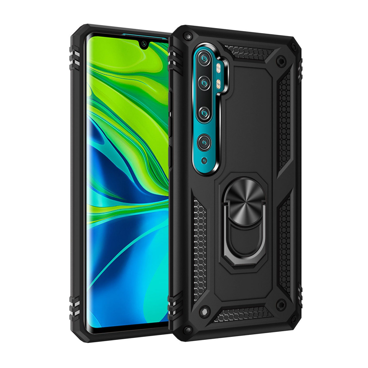 Newface Xiaomi Mi Note 10 Lite Kılıf Sofya Yüzüklü Silikon Kapak - Siyah — görsel 3