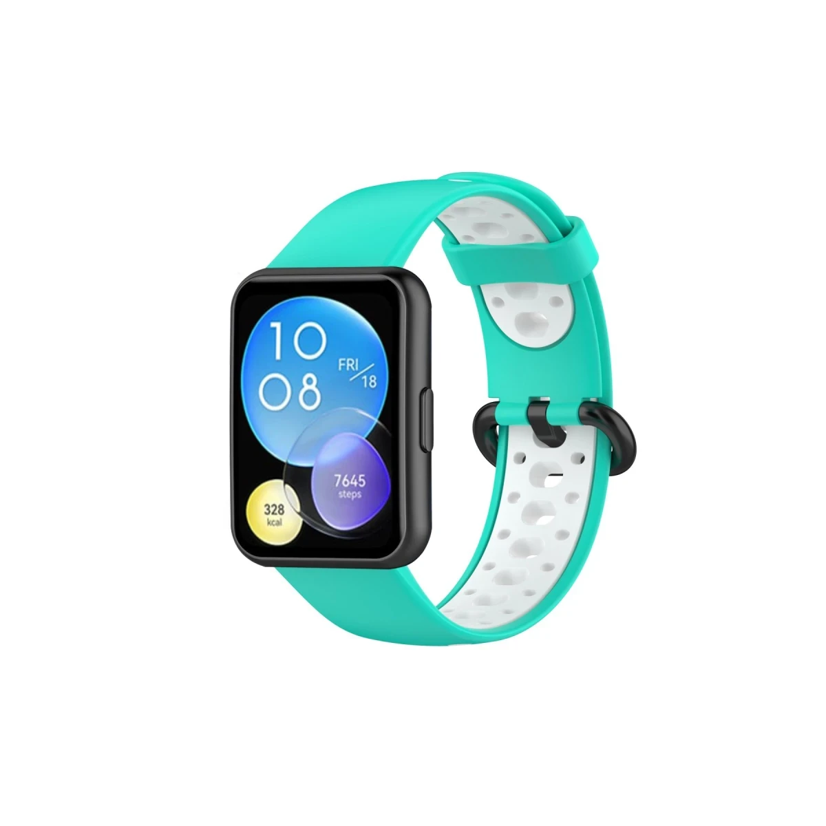 Newface Huawei Watch Fit 2 Spor Delikli Kordon - Turkuaz-Beyaz — görsel 3